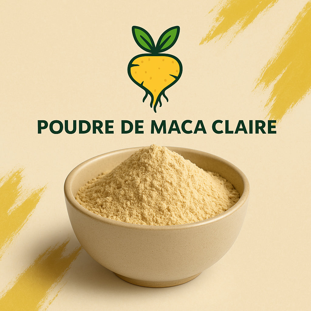 Poudra de maca claire dans un bol
